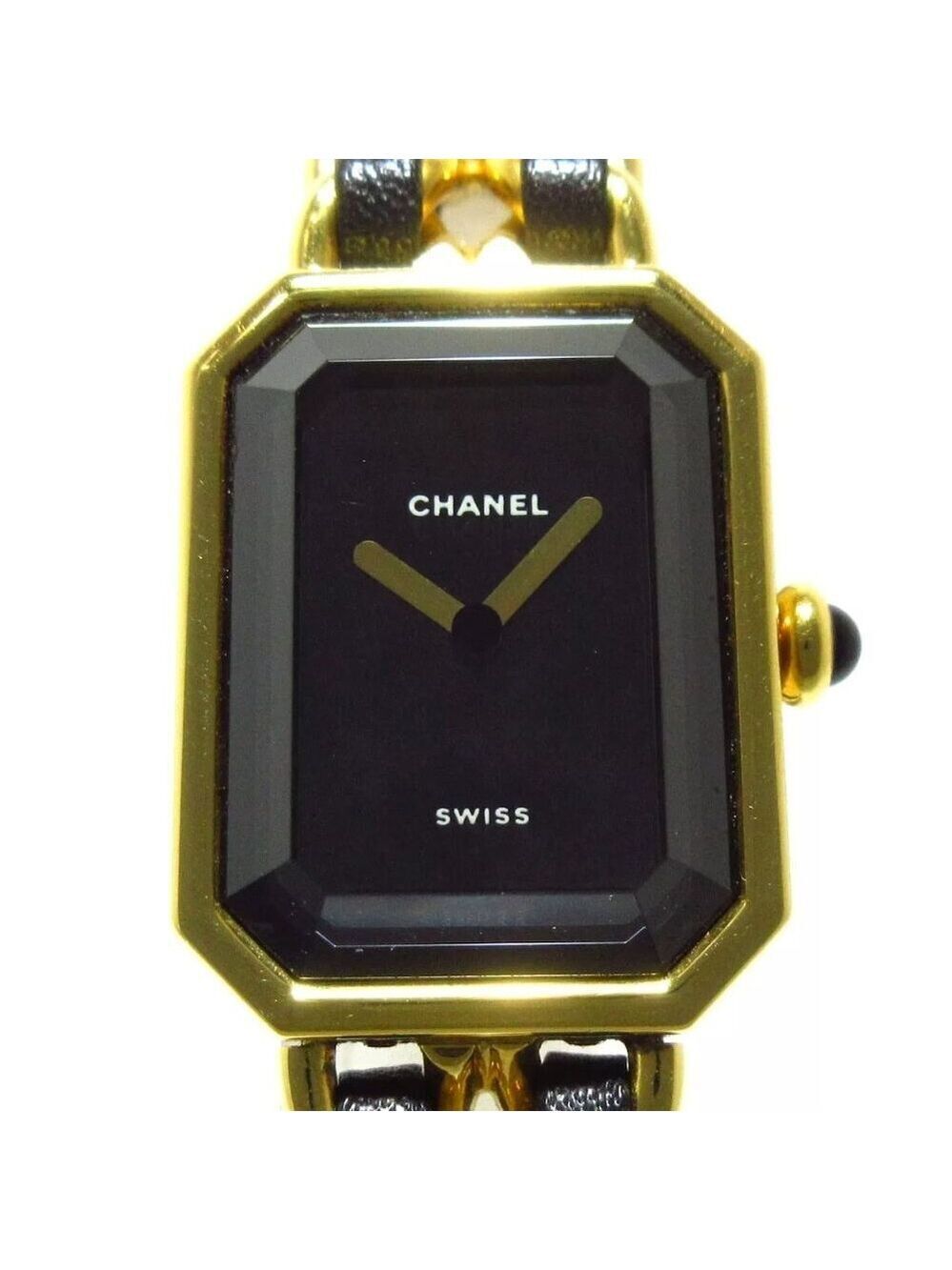 100% Authentic CHANEL Premiere Gold Black Women's Wrist Watch 1464-100524